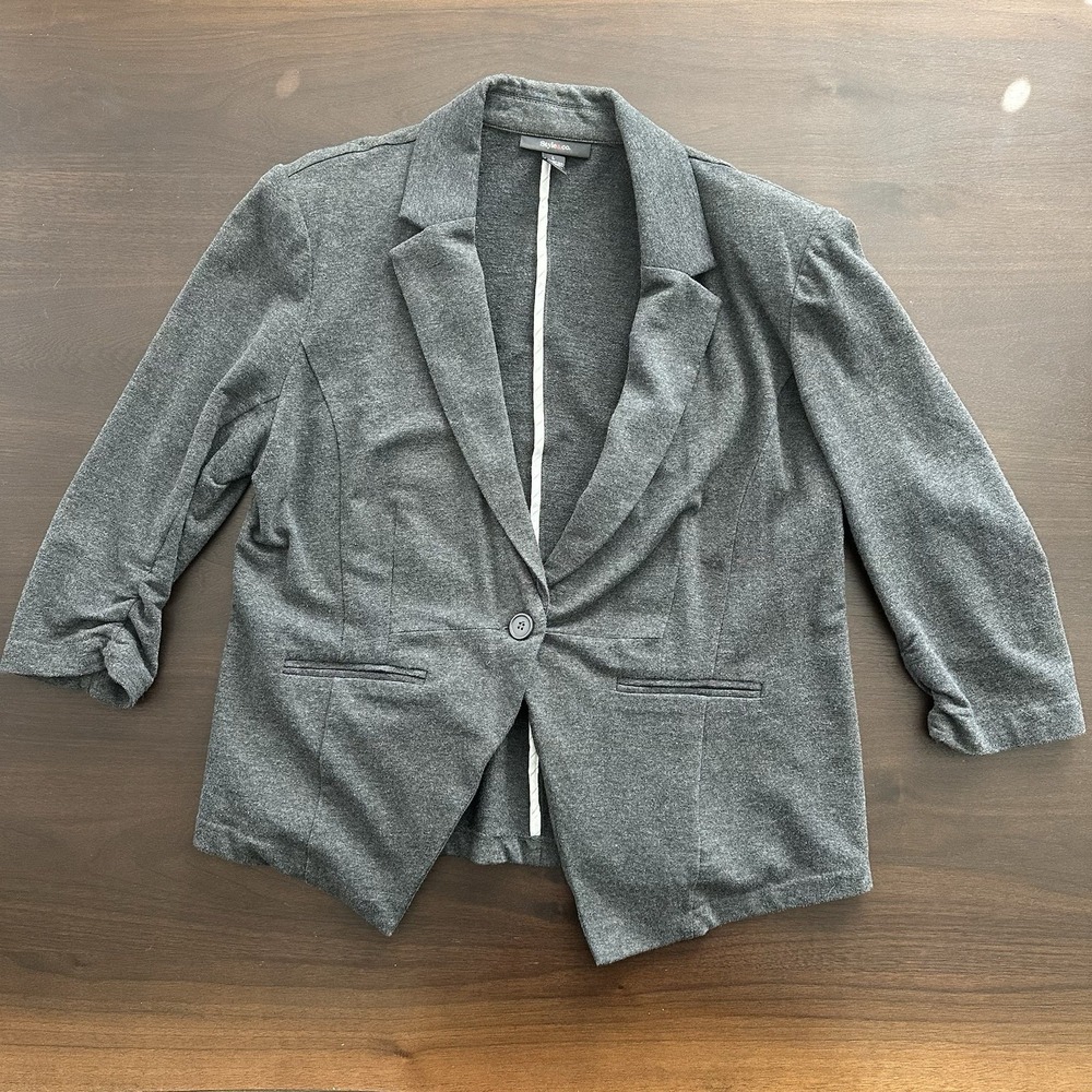Style &Co Women's 1 Button Blazer Gray Size L Preppy Office Academia Casual